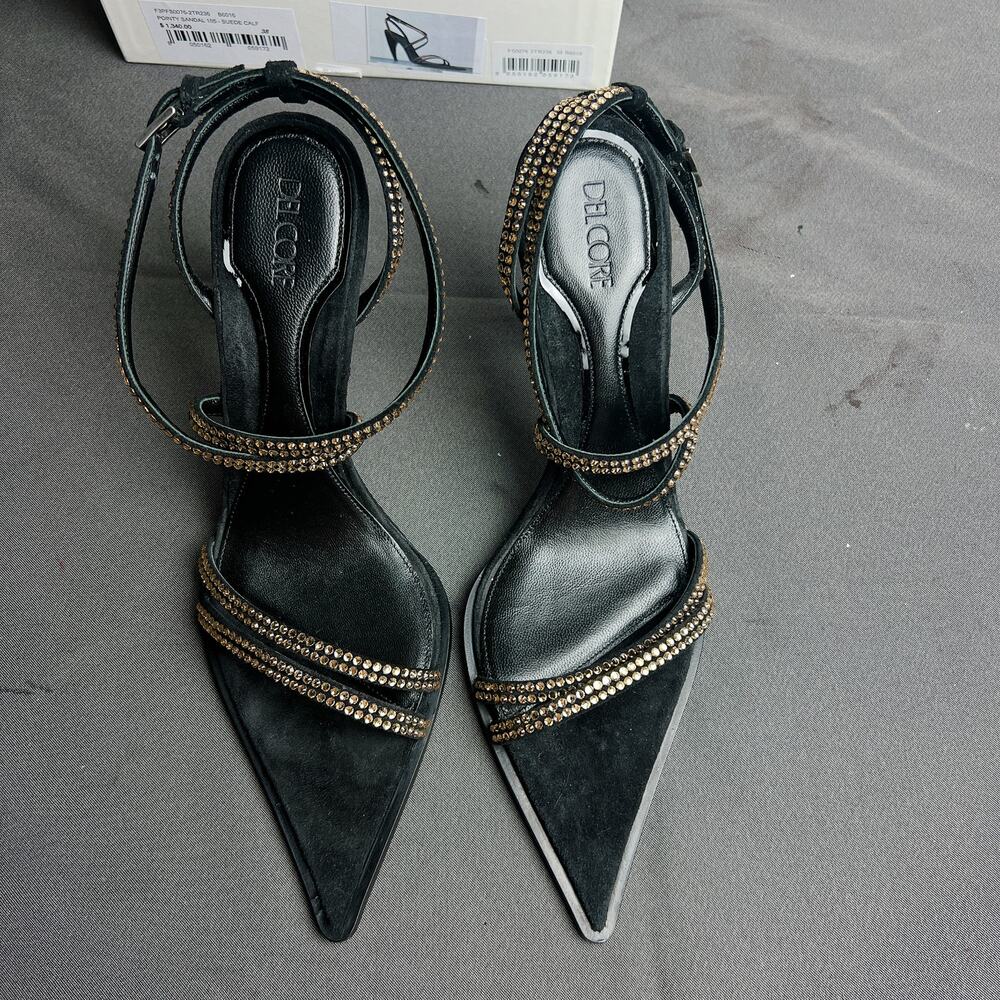 NEW! Del core POINTY SANDALS WITH CRYSTALS